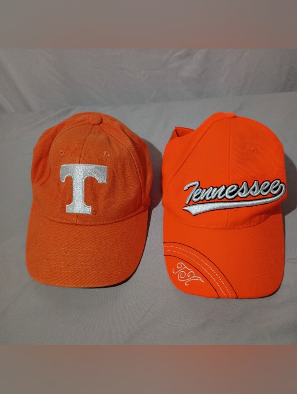 Tennessee Orange Baseball Cap - Team Script & 'T' Logo Lot Of 2